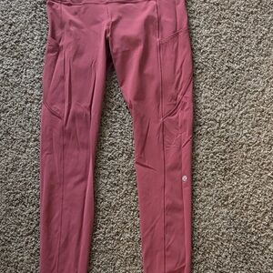 Lululemon Maroon Wunder Train High-Rise Leggings